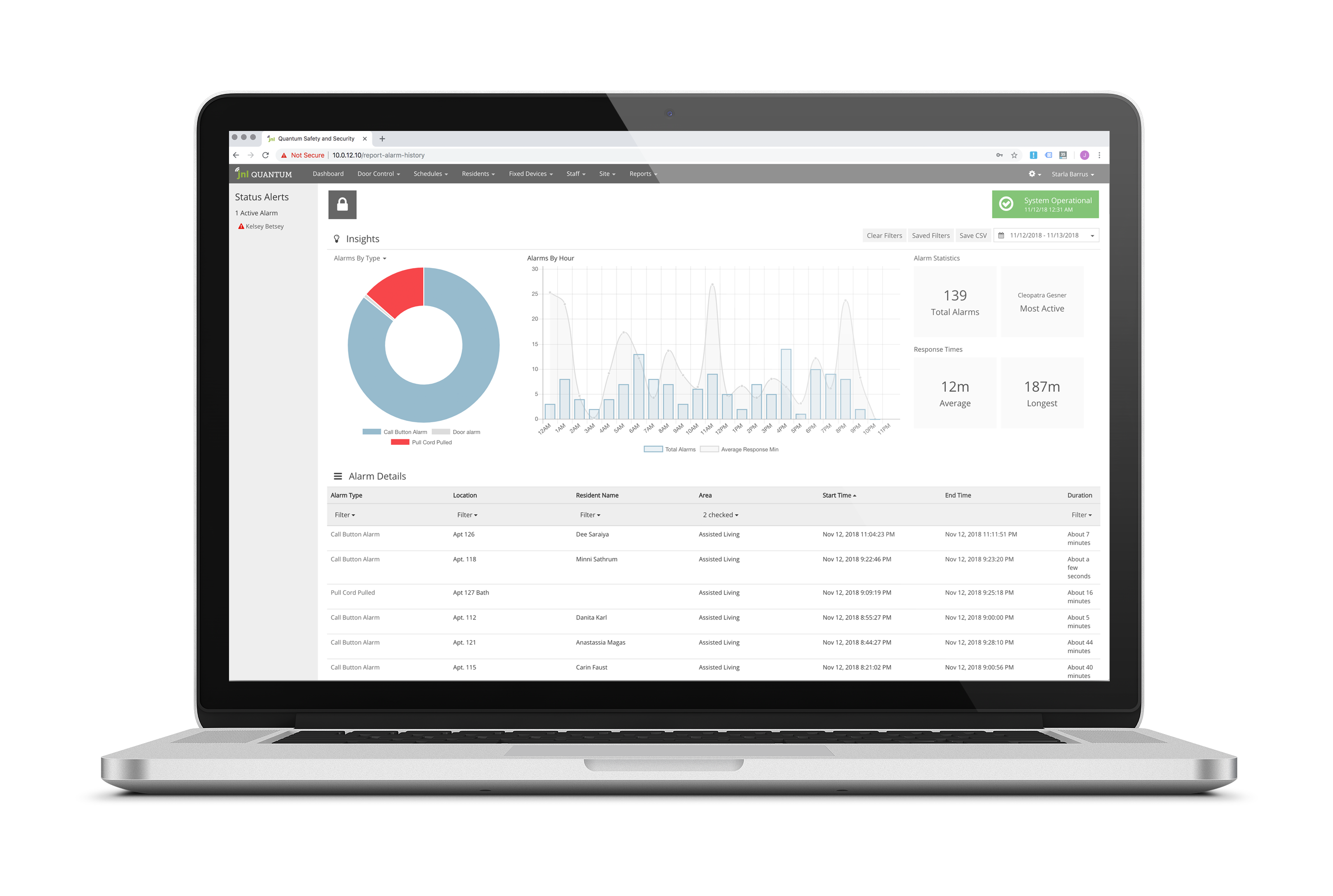 Insights Call System Report on Laptop