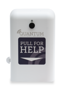 QUANTUM Pull Cord front-facing. Sticker on pull cord reads Pull For Help.